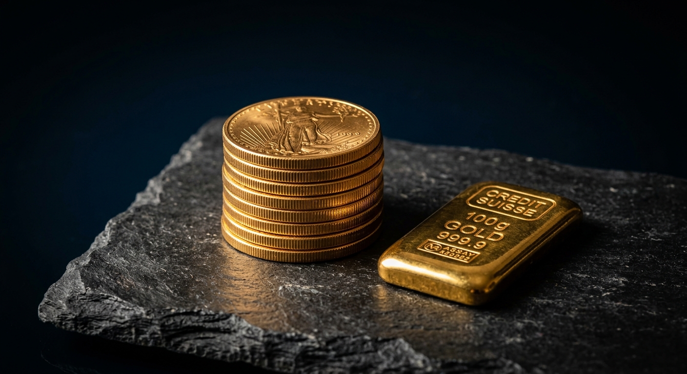 Wholesale gold stock — coins and bullion held for jewellers at Ramesh Kapoor & Sons, Sarafa Bazaar, Meerut