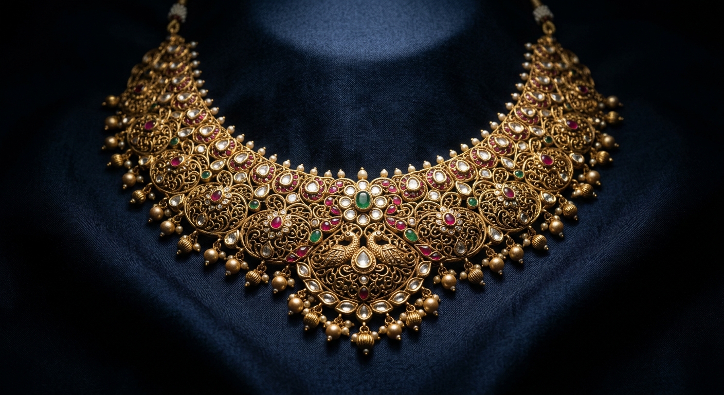 Handcrafted 22K gold necklace with intricate Indian workmanship — gold jewellery at Ramesh Kapoor & Sons, Meerut